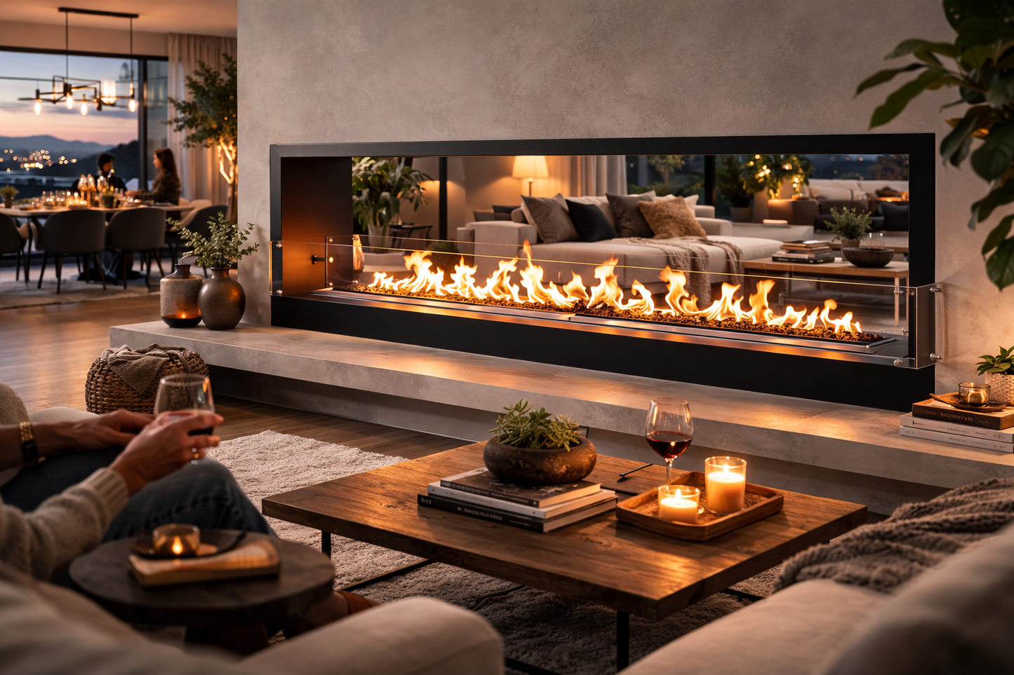 Bio Flame 96" Firebox Double Sided Ethanol Fireplace - Black Spacer