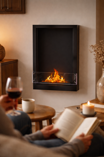 24" Firebox SS (16 Manual, Black, Spacer Mount Glass)