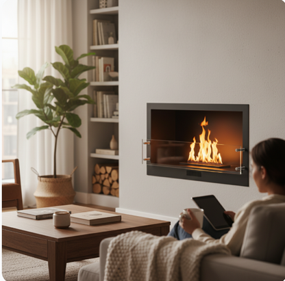 60" Firebox SS (48 Manual, Black, Flush Mount Glass)