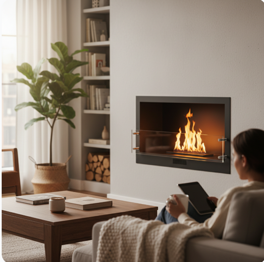 60" Firebox SS (48 Manual, Black, Flush Mount Glass)