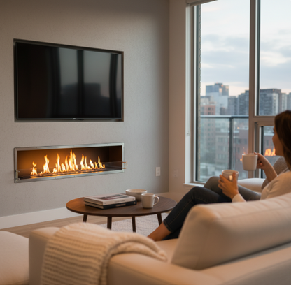 84" Firebox SS (72 Manual, Black, Spacer Mount Glass)