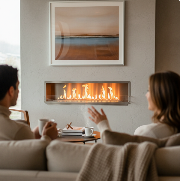84" Firebox SS (72 Manual, Stainless Steel, Flush Mount Glass)