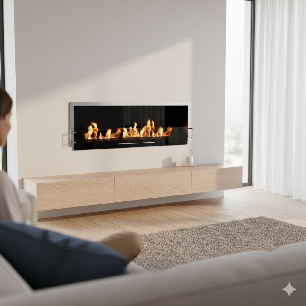 84" Firebox SS (72 Manual, Black, Flush Mount Glass)