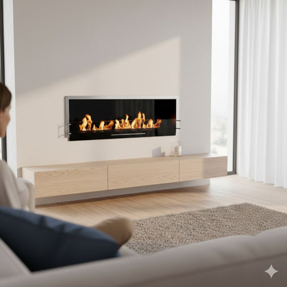 84" Firebox SS (72 Manual, Black, Flush Mount Glass)