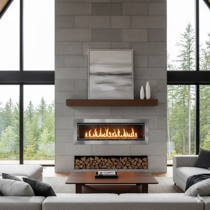 Bio Flame 96" Firebox Ethanol Fireplace SKU FB-SS-96-84M-Silver-Spacer