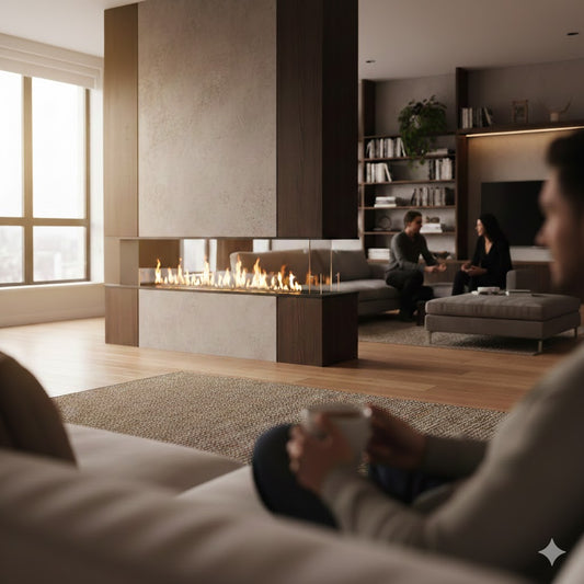 The Bio Flame 60-inch Double Sided Built-In Ethanol Firebox