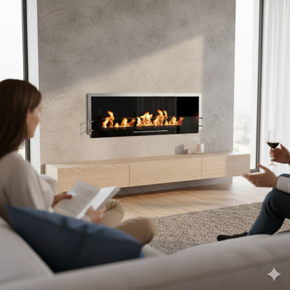 96" Firebox SS (84 Manual, Black, Flush Mount Glass)