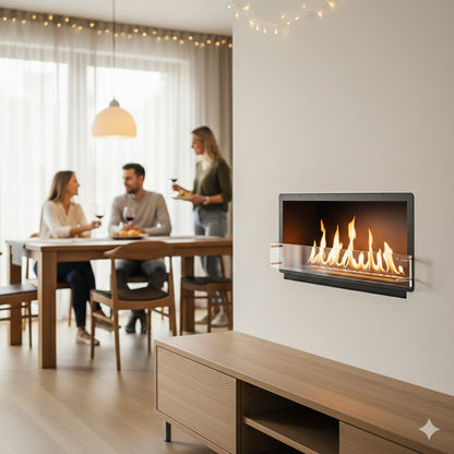 60" Firebox DS (48 Manual, Black, Flush Mount Glass)